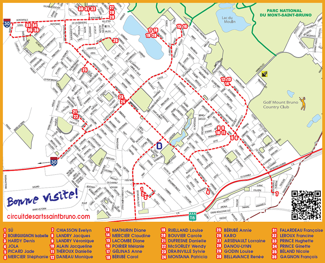 Carte du circuit Circuit des Arts de SaintBrunodeMontarville